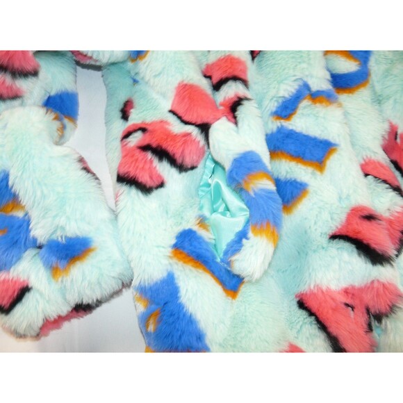 Charlie Luciano Milano Rare Limited Teal Blue Fuzzy Allover Print Snap Jacket - Picture 5 of 16